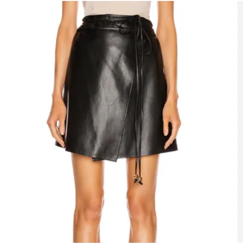 NWT Nanushka black faux leather wrap mini skirt small Revolve FWRD sold out!